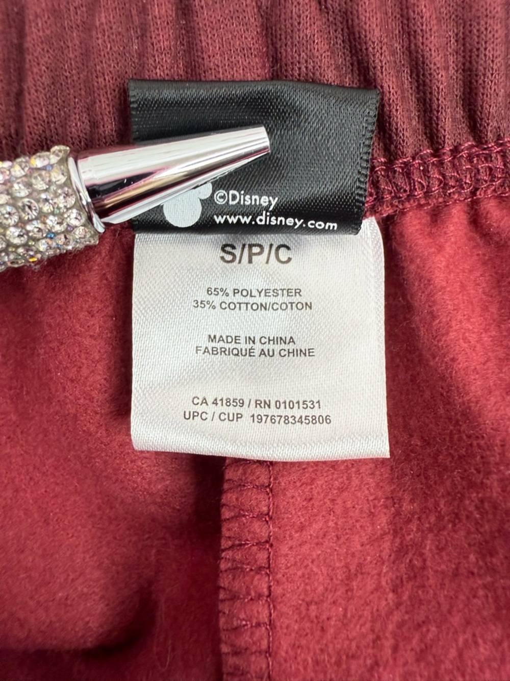 Disney sweatpants, Mickey and friends Mickey Mouse Maroon Track Pants White Logo - Picture 8 of 10